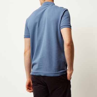 Blue textured polo shirt